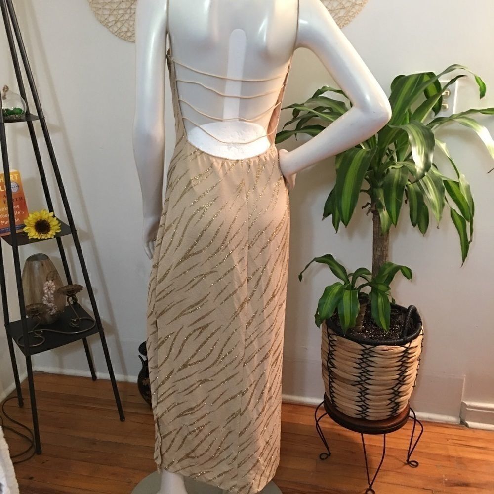 New! Tiger Pattern Open back maxi w/side slit - Picture 6 of 11